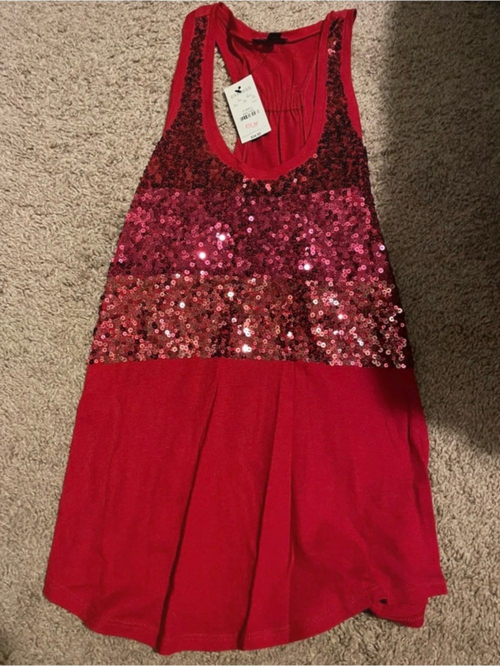 Express Red Sequin Tank Top